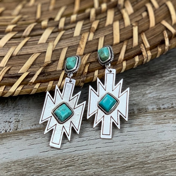 Be Brave Aztec Turquoise Earrings - Picture 4 of 5